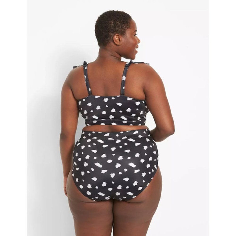 Lane Bryant 2PC Giraffe Dot No Wire Ruffle Swim Bikini Top & High Waist Brief 22 - Picture 3 of 4